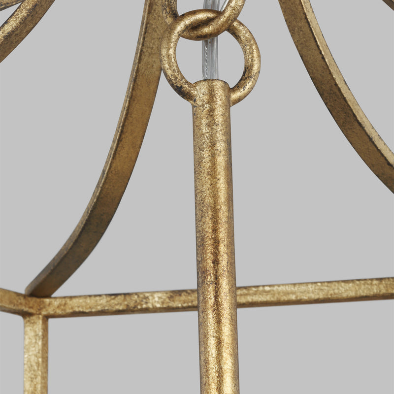 Visual Comfort Studio AC1014ADB Four Light Pendant, Antique Gild