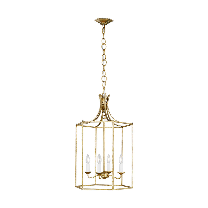 Visual Comfort Studio AC1014ADB Four Light Pendant, Antique Gild