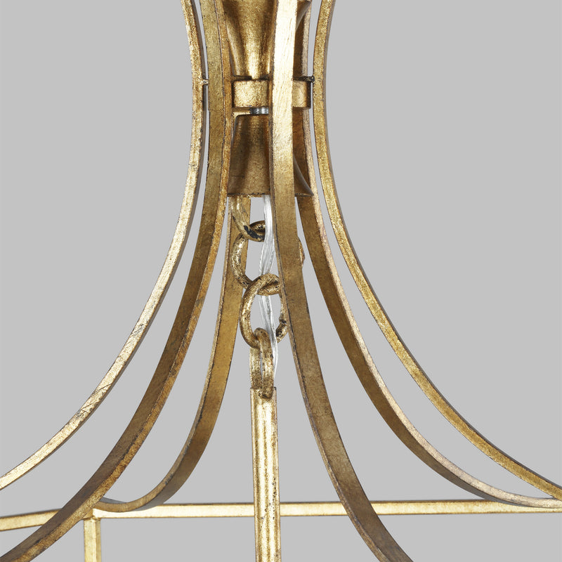 Visual Comfort Studio AC1024ADB Four Light Pendant, Antique Gild