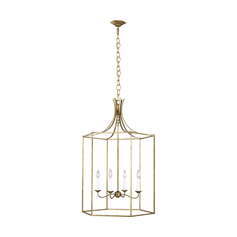Visual Comfort Studio AC1024ADB Four Light Pendant, Antique Gild