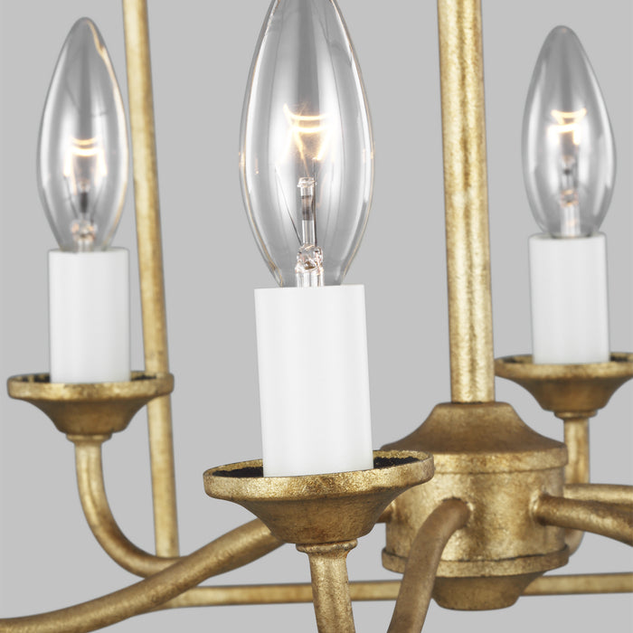 Visual Comfort Studio AC1046ADB Six Light Chandelier, Antique Gild