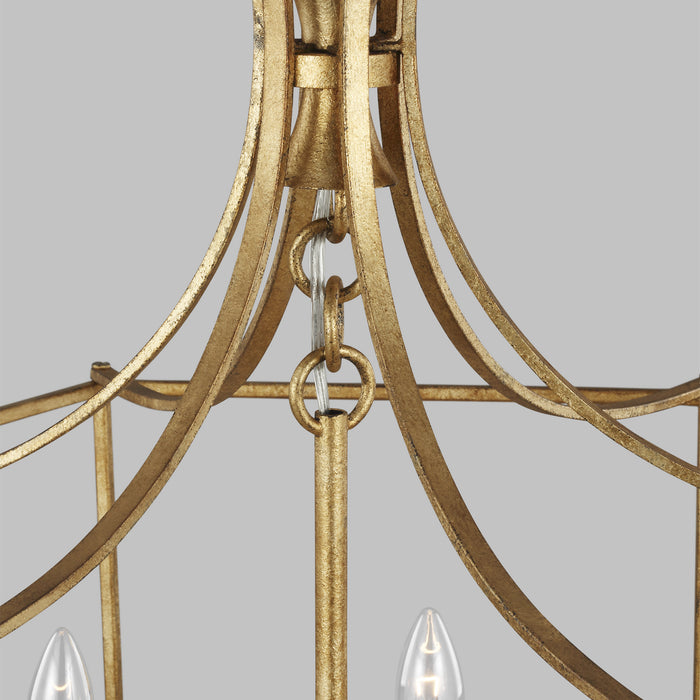 Visual Comfort Studio AC1046ADB Six Light Chandelier, Antique Gild