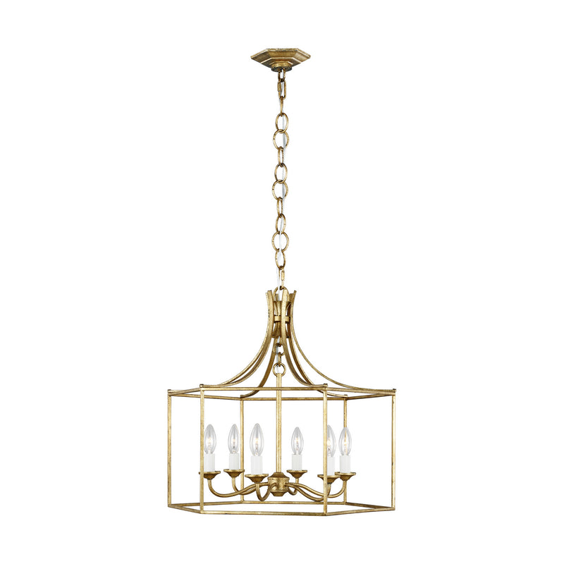 Visual Comfort Studio AC1046ADB Six Light Chandelier, Antique Gild