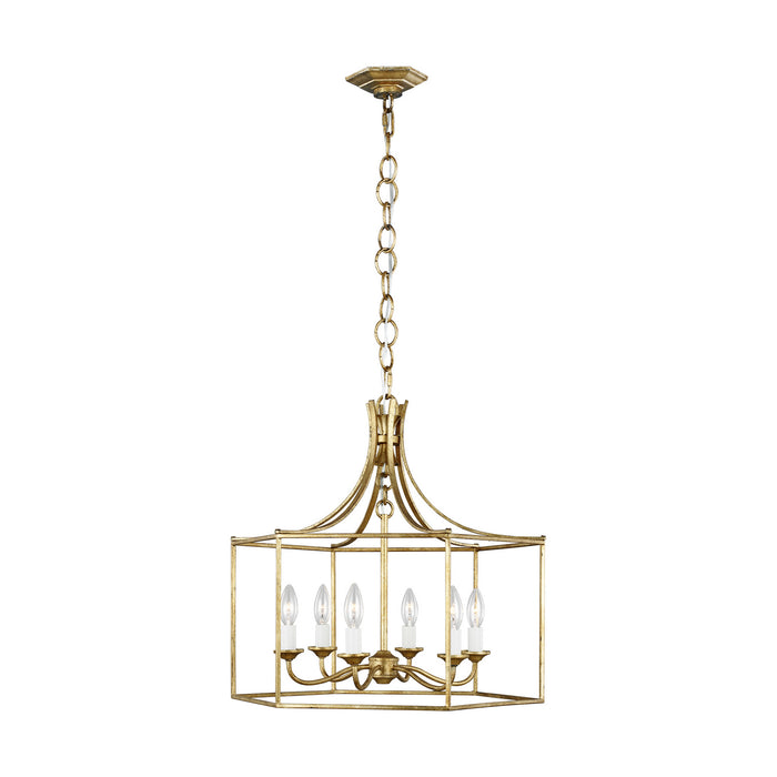 Visual Comfort Studio AC1046ADB Six Light Chandelier, Antique Gild