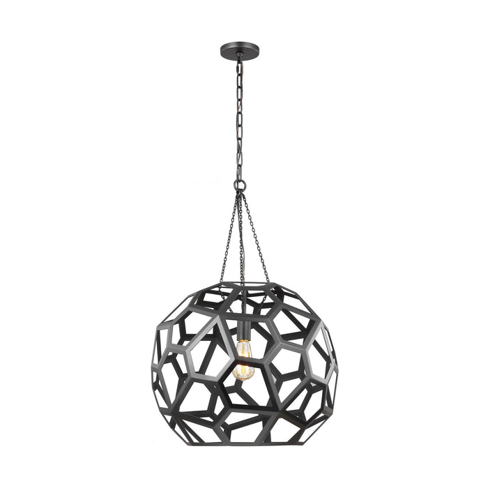 Visual Comfort Studio AP1071MBK One Light Pendant, Midnight Black