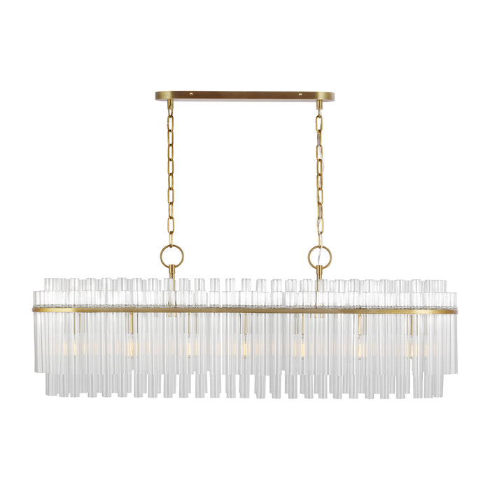 Visual Comfort Studio CC1307BBS Seven Light Linear Chandelier, Burnished Brass