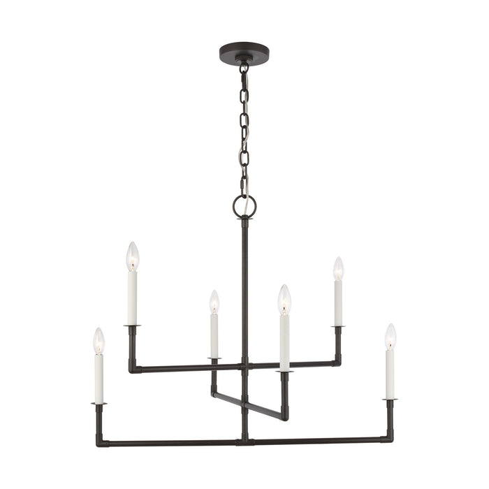 Visual Comfort Studio CC1346AI Six Light Chandelier, Aged Iron