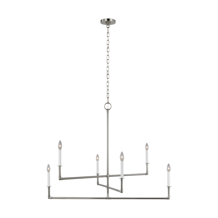 Visual Comfort Studio CC1356PN Six Light Chandelier, Polished Nickel