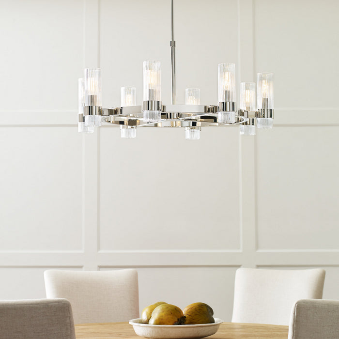 Visual Comfort Studio CC1378PN Eight Light Chandelier, Polished Nickel