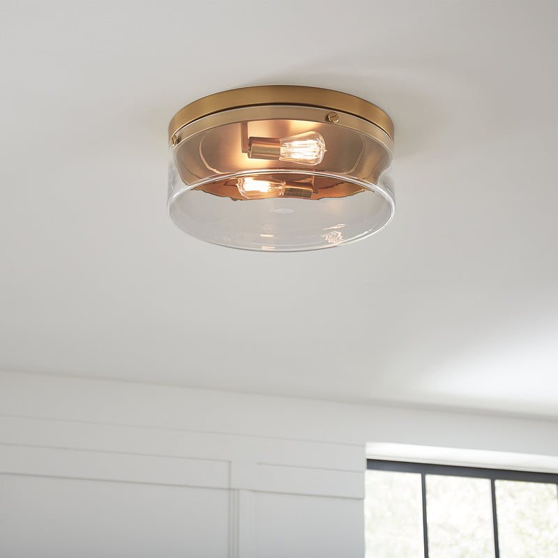 Visual Comfort Studio CF1032BBS Two Light Flush Mount, Burnished Brass