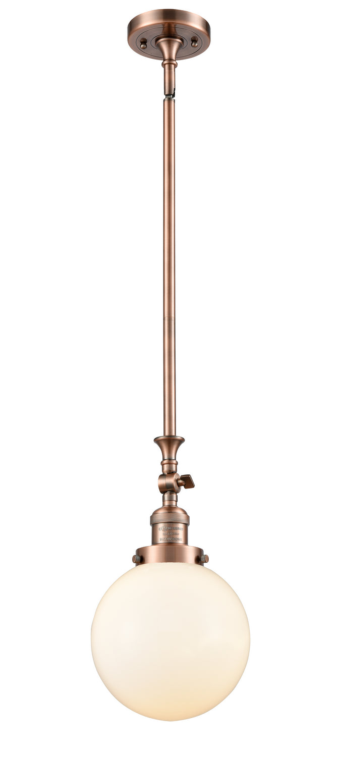 Innovations 206-AC-G201-8 One Light Mini Pendant, Antique Copper