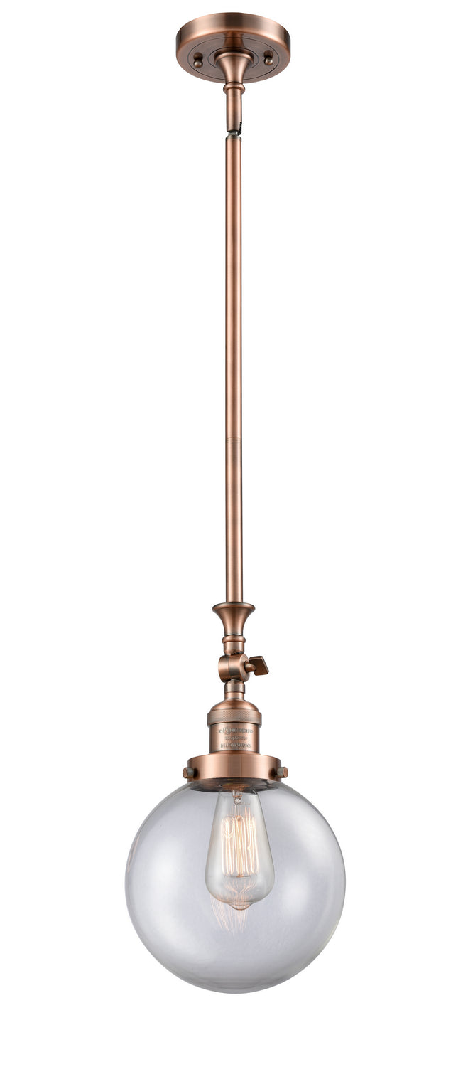 Innovations 206-AC-G202-8 One Light Mini Pendant, Antique Copper