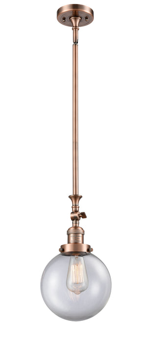 Innovations 206-AC-G202-8 One Light Mini Pendant, Antique Copper