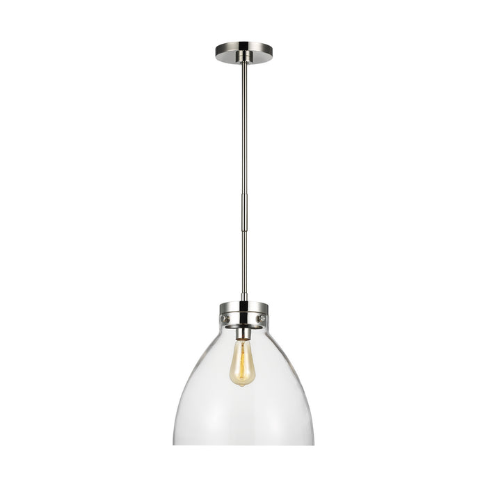 Visual Comfort Studio CP1121PN One Light Pendant, Polished Nickel
