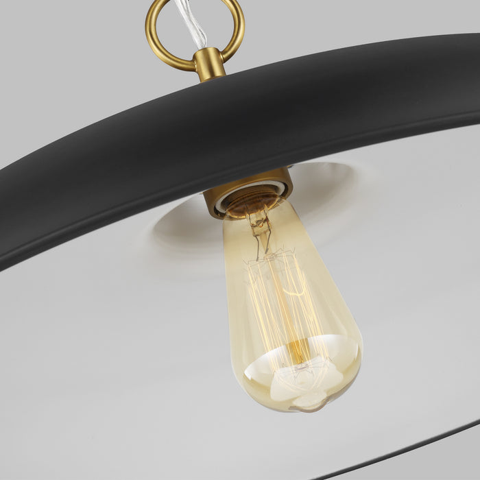 Visual Comfort Studio CP1231MBKBBS One Light Pendant, Midnight Black and Burnished Brass