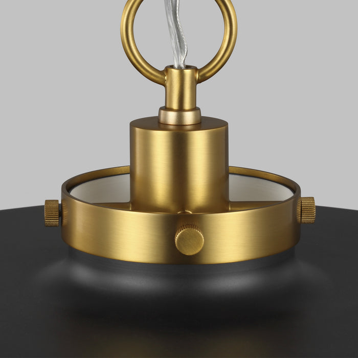 Visual Comfort Studio CP1231MBKBBS One Light Pendant, Midnight Black and Burnished Brass