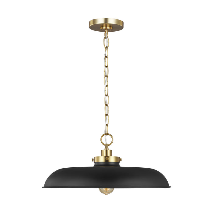 Visual Comfort Studio CP1231MBKBBS One Light Pendant, Midnight Black and Burnished Brass