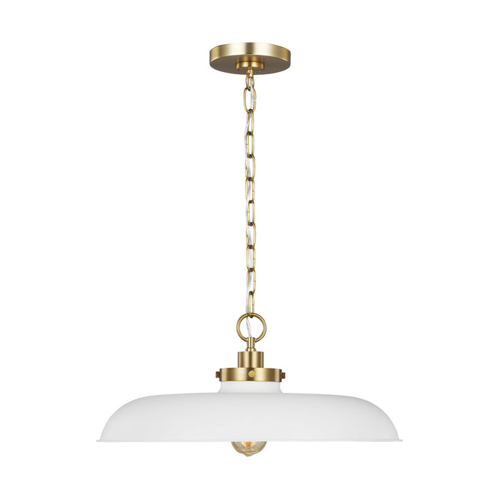 Visual Comfort Studio CP1231MWTBBS One Light Pendant, Matte White and Burnished Brass