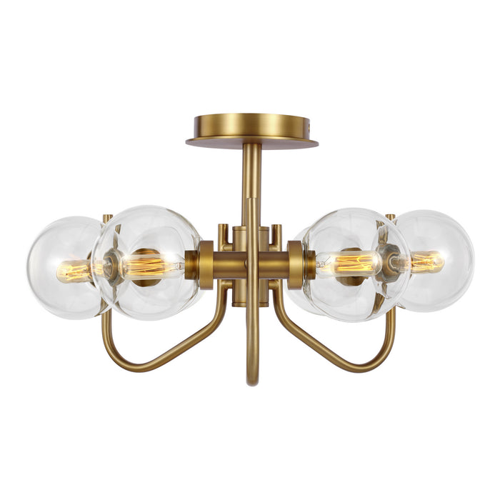 Visual Comfort Studio EF1036BBS Six Light Semi-Flush Mount, Burnished Brass