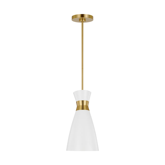 Visual Comfort Studio EP1221MWTBBS One Light Pendant, Matte White and Burnished Brass