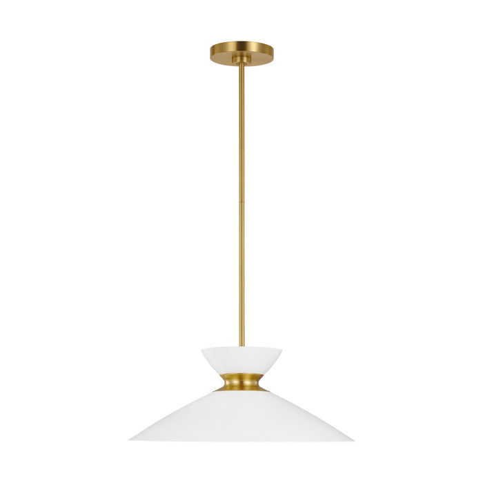 Visual Comfort Studio EP1231MWTBBS One Light Pendant, Matte White and Burnished Brass
