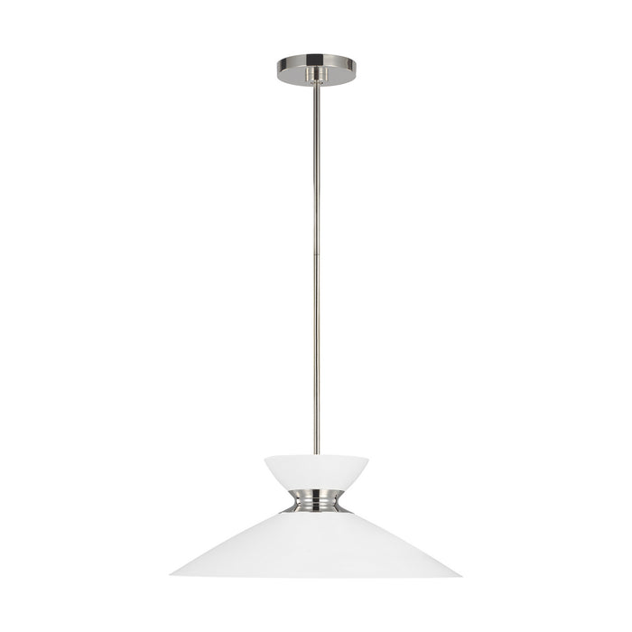 Visual Comfort Studio EP1231MWTPN One Light Pendant, Polished Nickel