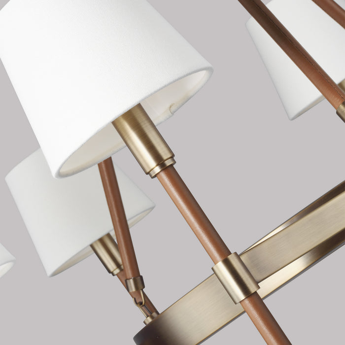 Visual Comfort Studio LC1006TWB Six Light Chandelier, Time Worn Brass