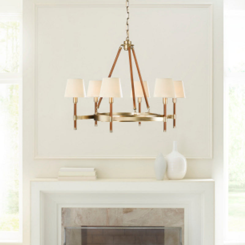 Visual Comfort Studio LC1006TWB Six Light Chandelier, Time Worn Brass