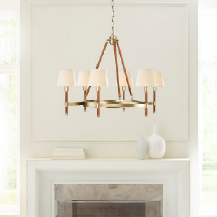 Visual Comfort Studio LC1006TWB Six Light Chandelier, Time Worn Brass