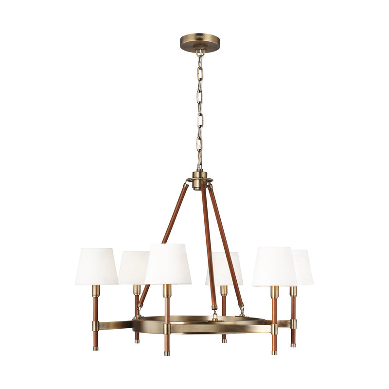 Visual Comfort Studio LC1006TWB Six Light Chandelier, Time Worn Brass
