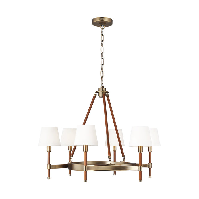Visual Comfort Studio LC1006TWB Six Light Chandelier, Time Worn Brass