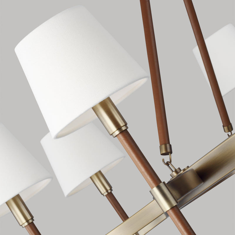 Visual Comfort Studio LC1018TWB Eight Light Chandelier, Time Worn Brass