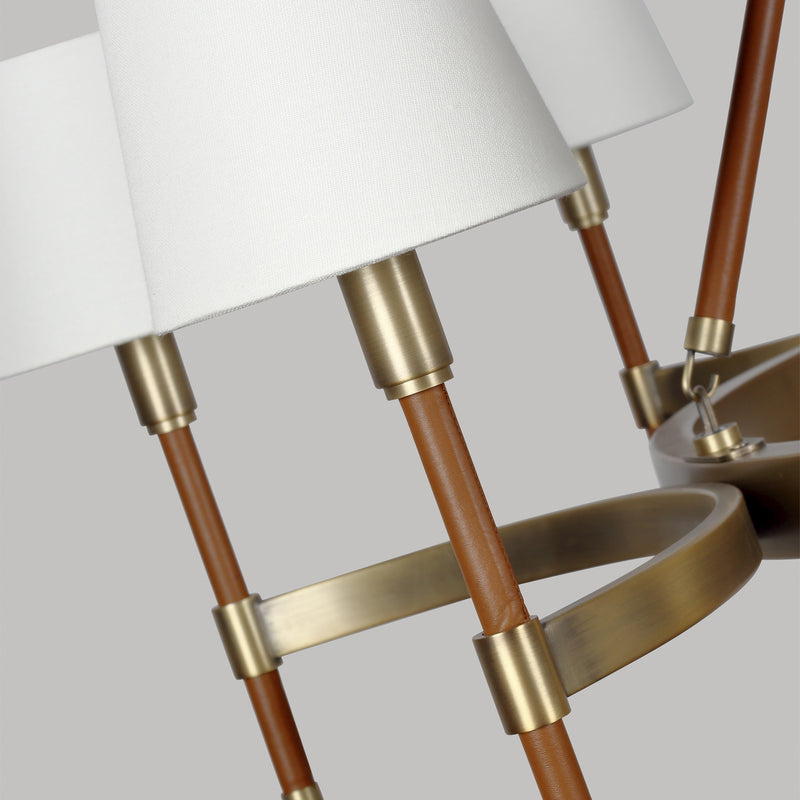 Visual Comfort Studio LC1018TWB Eight Light Chandelier, Time Worn Brass