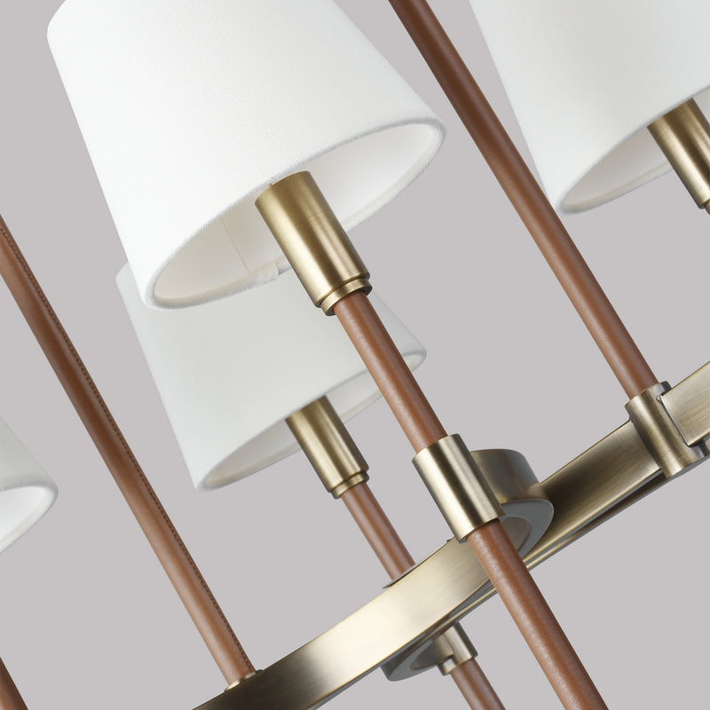 Visual Comfort Studio LC1028TWB Eight Light Chandelier, Time Worn Brass