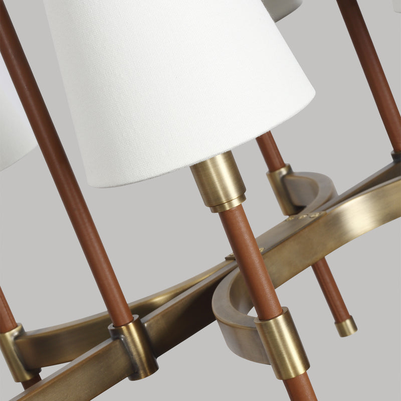 Visual Comfort Studio LC1028TWB Eight Light Chandelier, Time Worn Brass