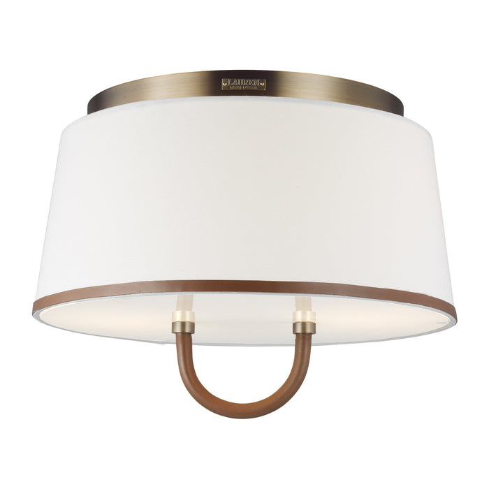 Visual Comfort Studio LF1002TWB Two Light Flush Mount, Time Worn Brass