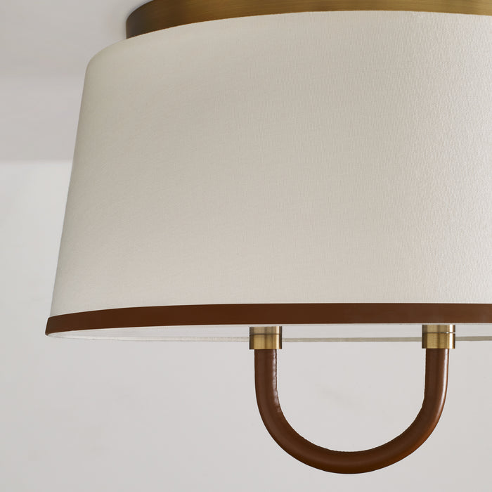 Visual Comfort Studio LF1002TWB Two Light Flush Mount, Time Worn Brass