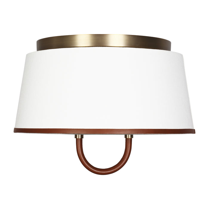 Visual Comfort Studio LF1002TWB Two Light Flush Mount, Time Worn Brass