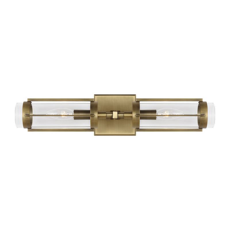 Visual Comfort Studio LV1002TWB Two Light Wall Sconce, Time Worn Brass