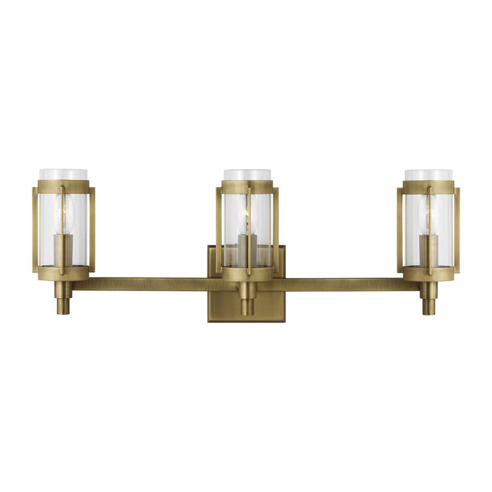 Visual Comfort Studio LV1023TWB Three Light Vanity, Time Worn Brass
