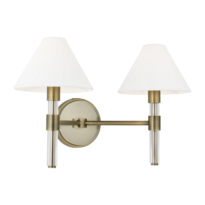 Visual Comfort Studio LV1032TWB Two Light Vanity, Time Worn Brass