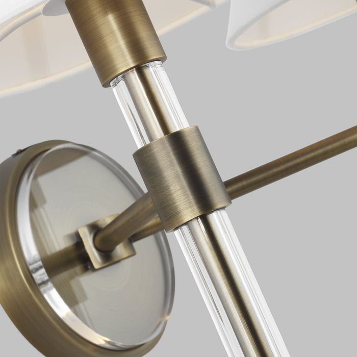 Visual Comfort Studio LV1032TWB Two Light Vanity, Time Worn Brass