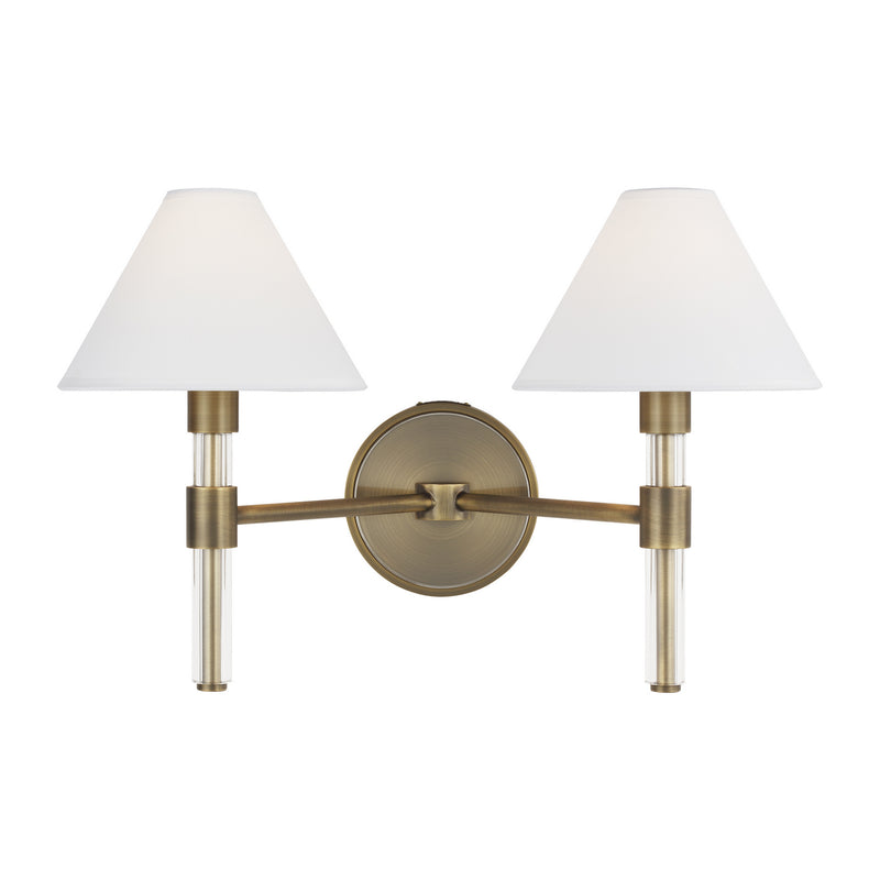 Visual Comfort Studio LV1032TWB Two Light Vanity, Time Worn Brass
