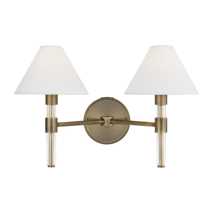 Visual Comfort Studio LV1032TWB Two Light Vanity, Time Worn Brass