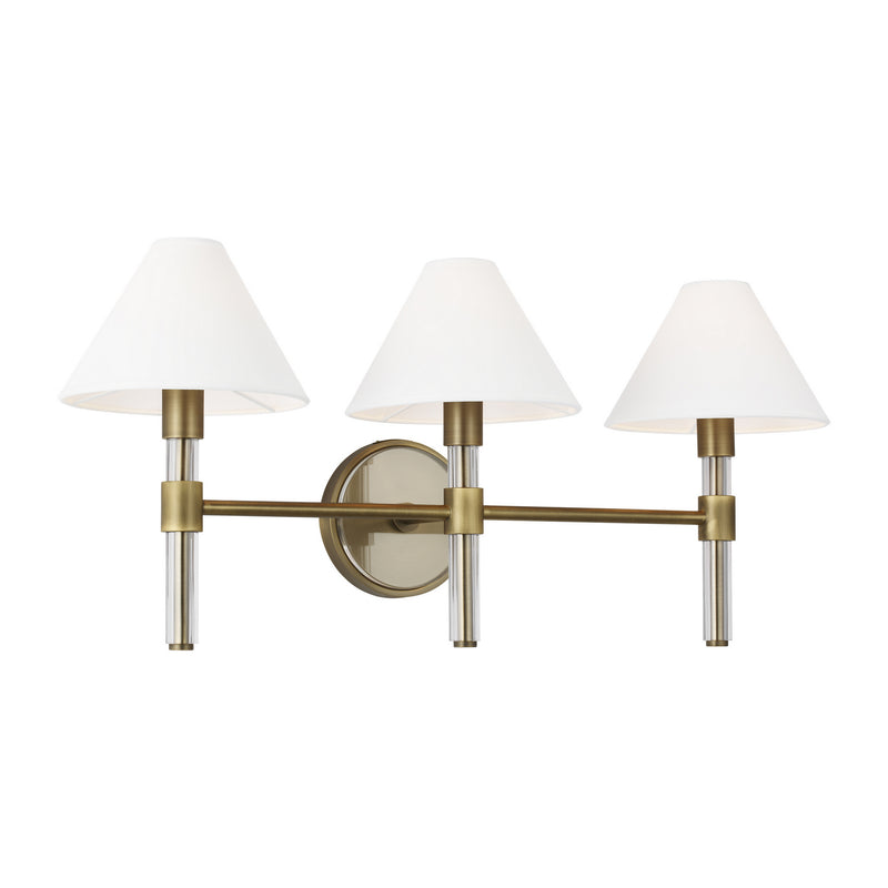 Visual Comfort Studio LV1043TWB Three Light Vanity, Time Worn Brass