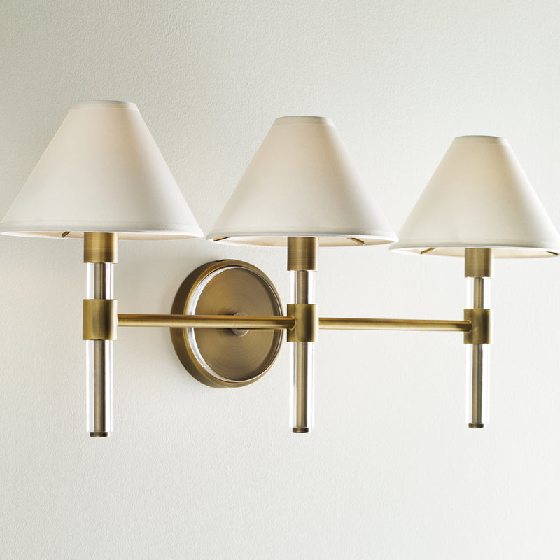 Visual Comfort Studio LV1043TWB Three Light Vanity, Time Worn Brass