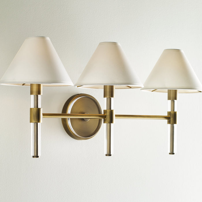 Visual Comfort Studio LV1043TWB Three Light Vanity, Time Worn Brass