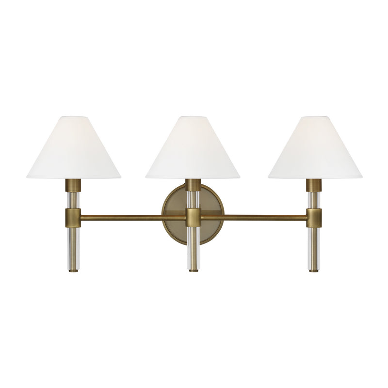 Visual Comfort Studio LV1043TWB Three Light Vanity, Time Worn Brass