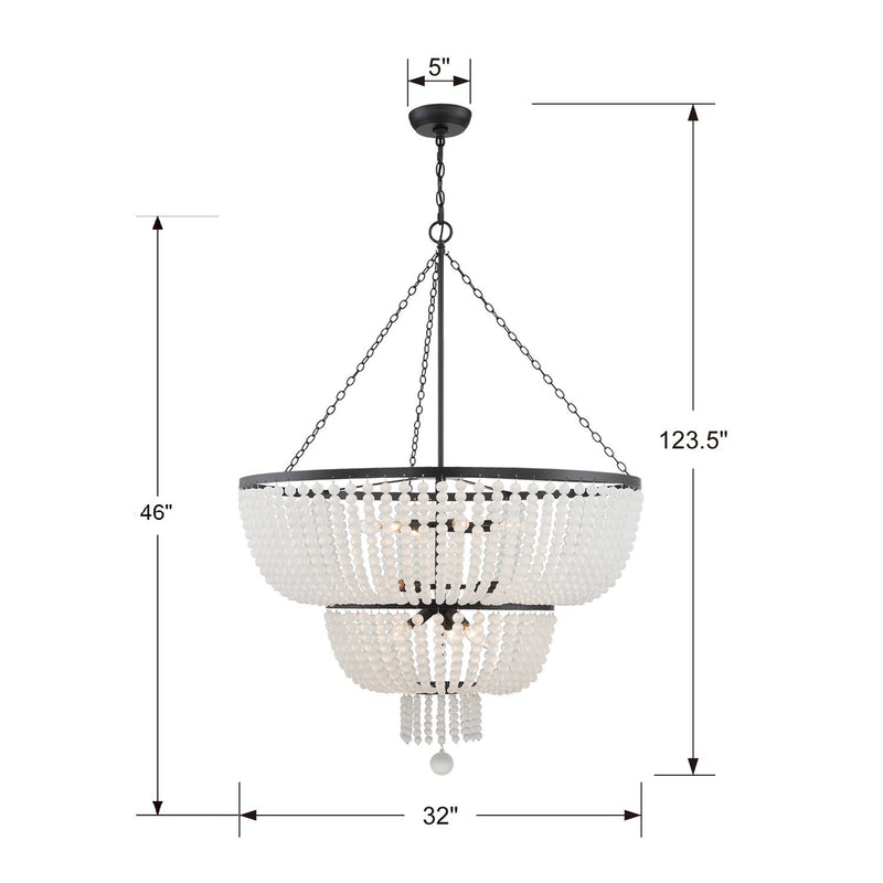 Crystorama 612-MK 12 Light Chandelier, Matte Black