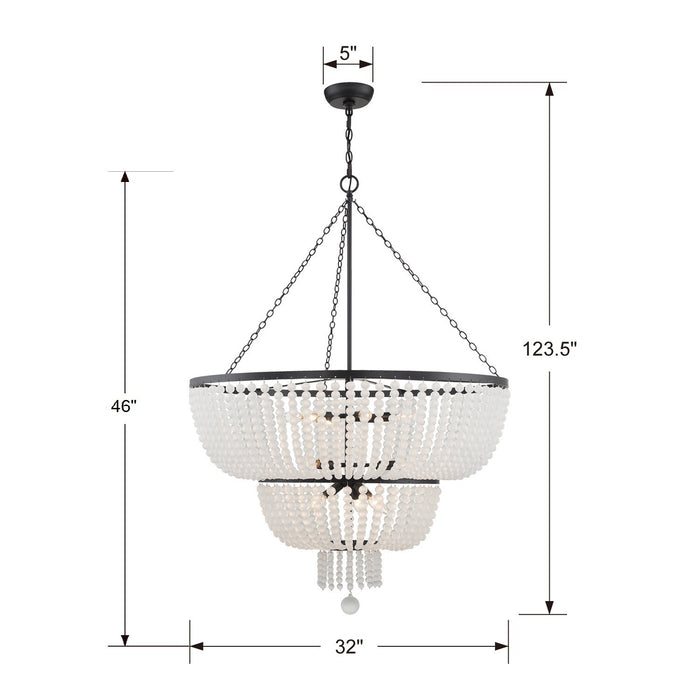 Crystorama 612-MK 12 Light Chandelier, Matte Black